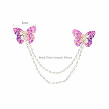 Load image into Gallery viewer, Butterfly Glitter Charm Beaded Hair Clip