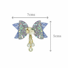 Load image into Gallery viewer, Floral Charm Glitter Bow Tassel Hair Clip