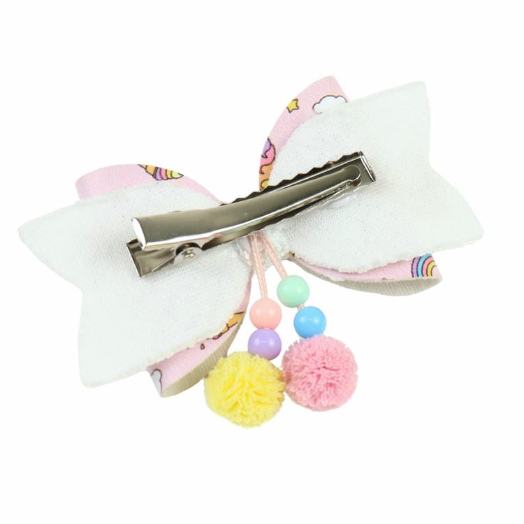 Floral Charm Unicorn Bow Tassel Hair Clip