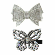 Load image into Gallery viewer, Set of 2 Crystal Bow Butterfly Hair Clips