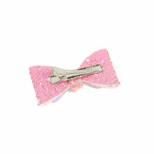 Load image into Gallery viewer, Set of 4 Floral Charm Glitter Fabric Bow Hair Clips