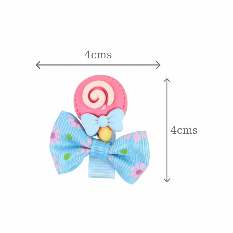 Set of 4 Candy Charm Fabric Bow Hair Clips