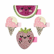 Load image into Gallery viewer, Set of 4 Glitter Fabric Hair Clips