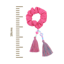 Load image into Gallery viewer, Fabric Hair Tie with Heart Charm Tassel
