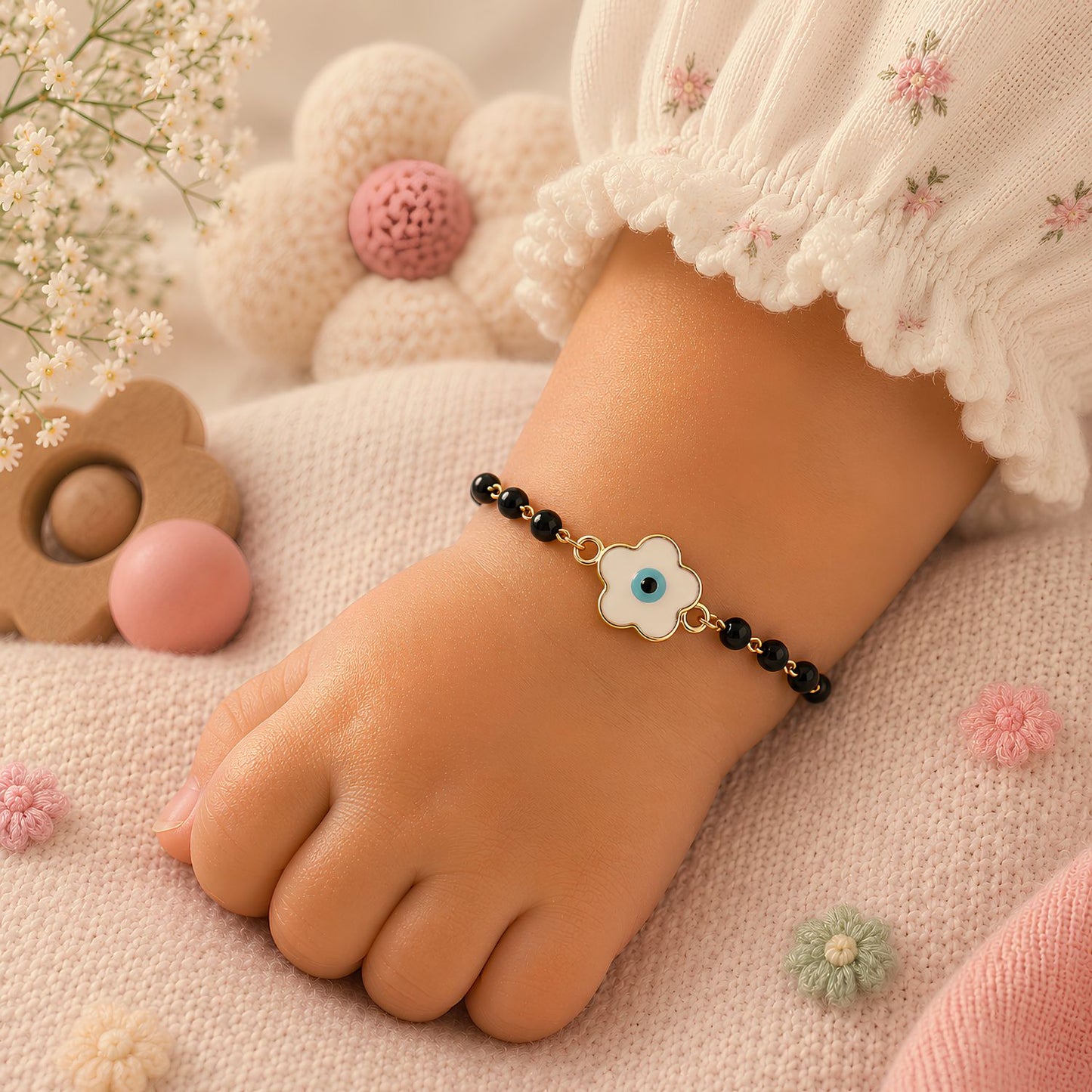 Floral Evil Eye Nazariya Bracelet Rakhi