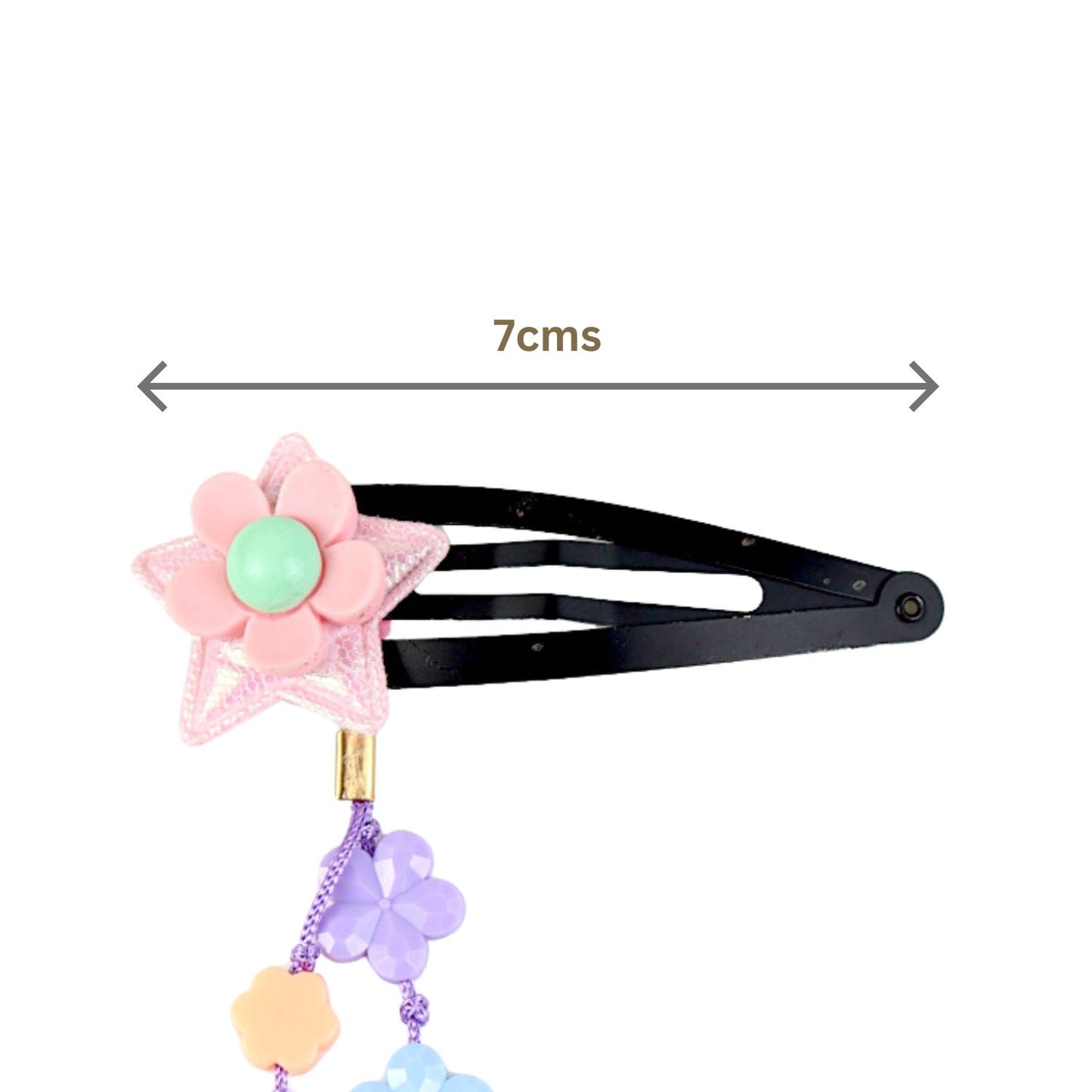 Resin Charm Beaded Tassel Kids Hair Clips, Set of 2