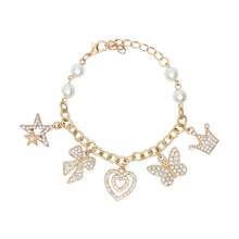 Load image into Gallery viewer, Diamond Studded Multicharm Chain Bracelet
