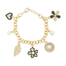 Load image into Gallery viewer, Multi-Charm Floral Chain Bracelet