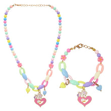 Load image into Gallery viewer, Unicorn Heart Necklace Beaded Bracelet Jewellery Set