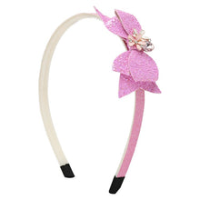Load image into Gallery viewer, Floral Charm Glitter Bow Hair Band