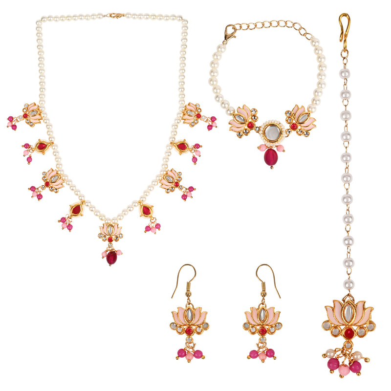 Kundan Lotus Jewellery Set for Girls