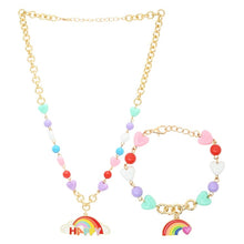 Load image into Gallery viewer, Happy Rainbow Charm Necklace Bracelet Jewellery Set