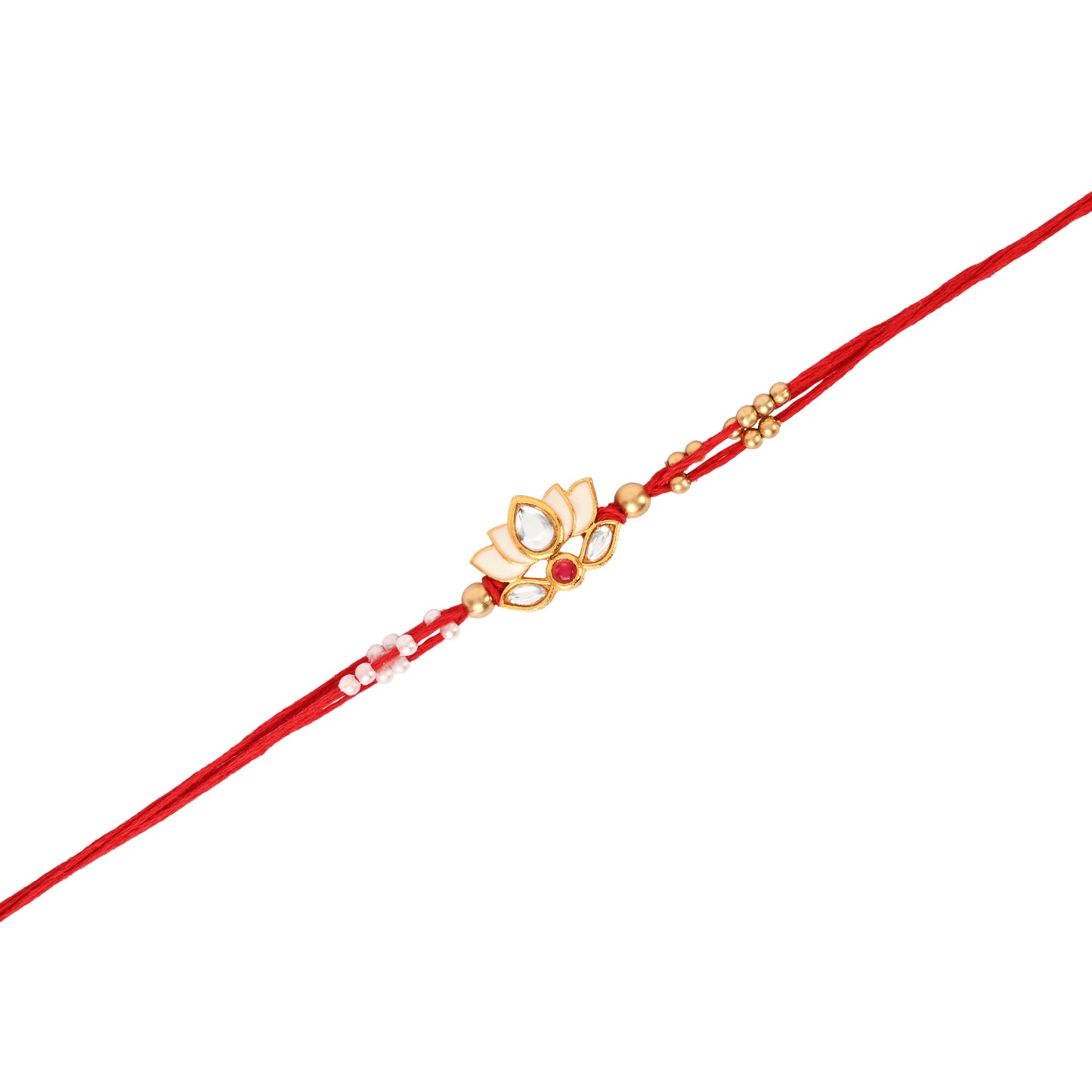 Kundan Mina Bracelet Rakhi Set for Bhai Bhabhi