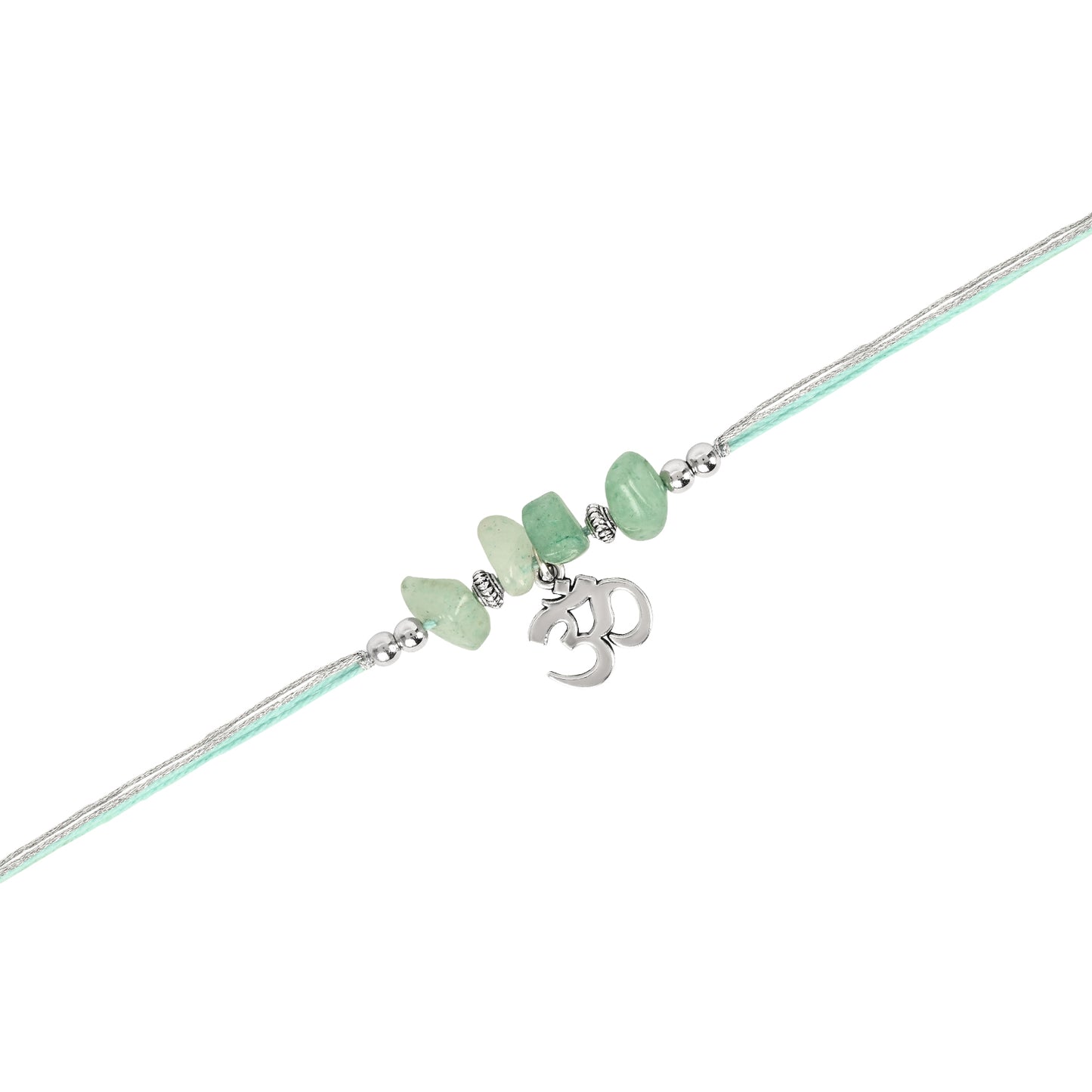 Aventurine Om Bracelet Rakhi Set for Bhai Bhabhi