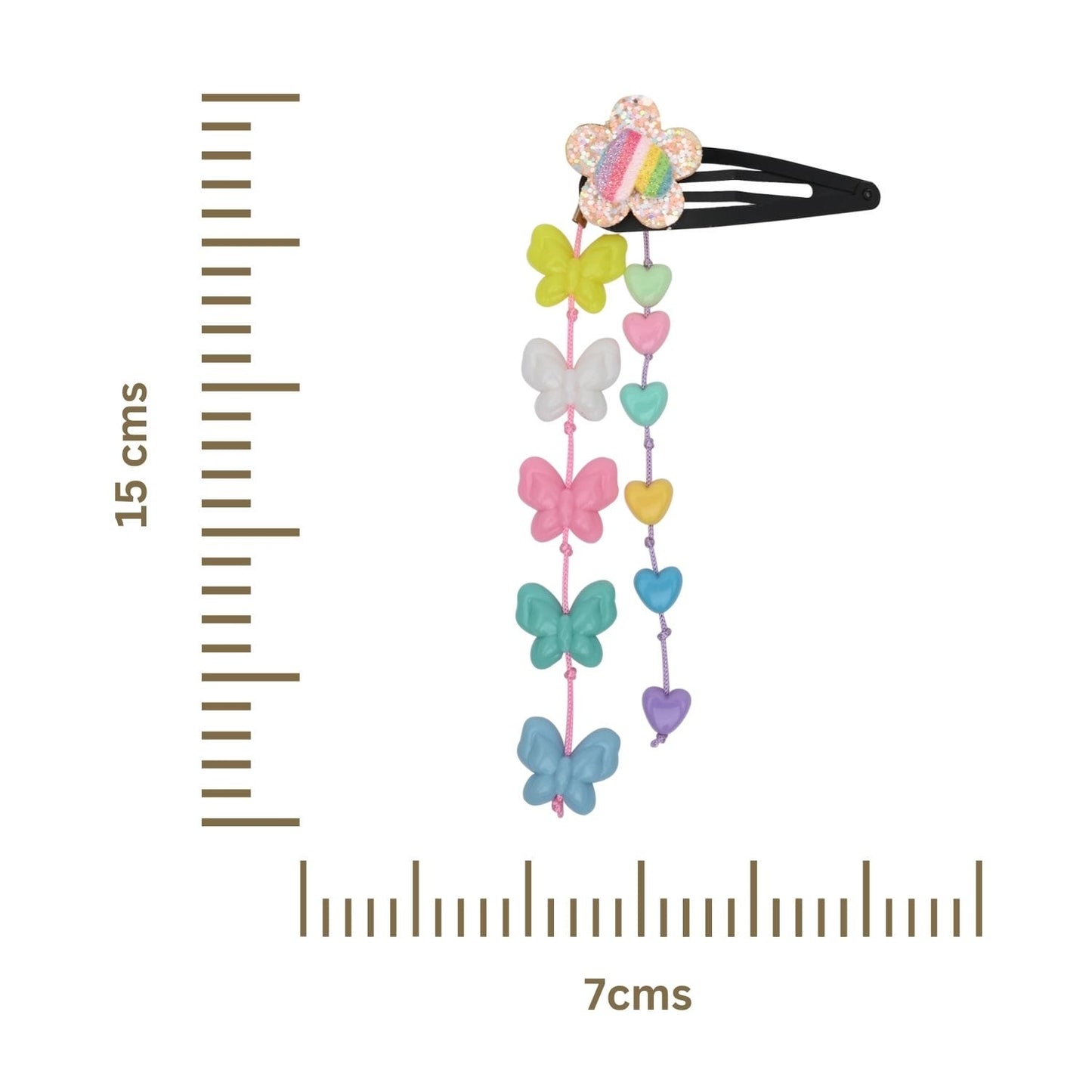 Glitter Star Butterfly Tassels Set of 2 Tic Tac Hair Clips