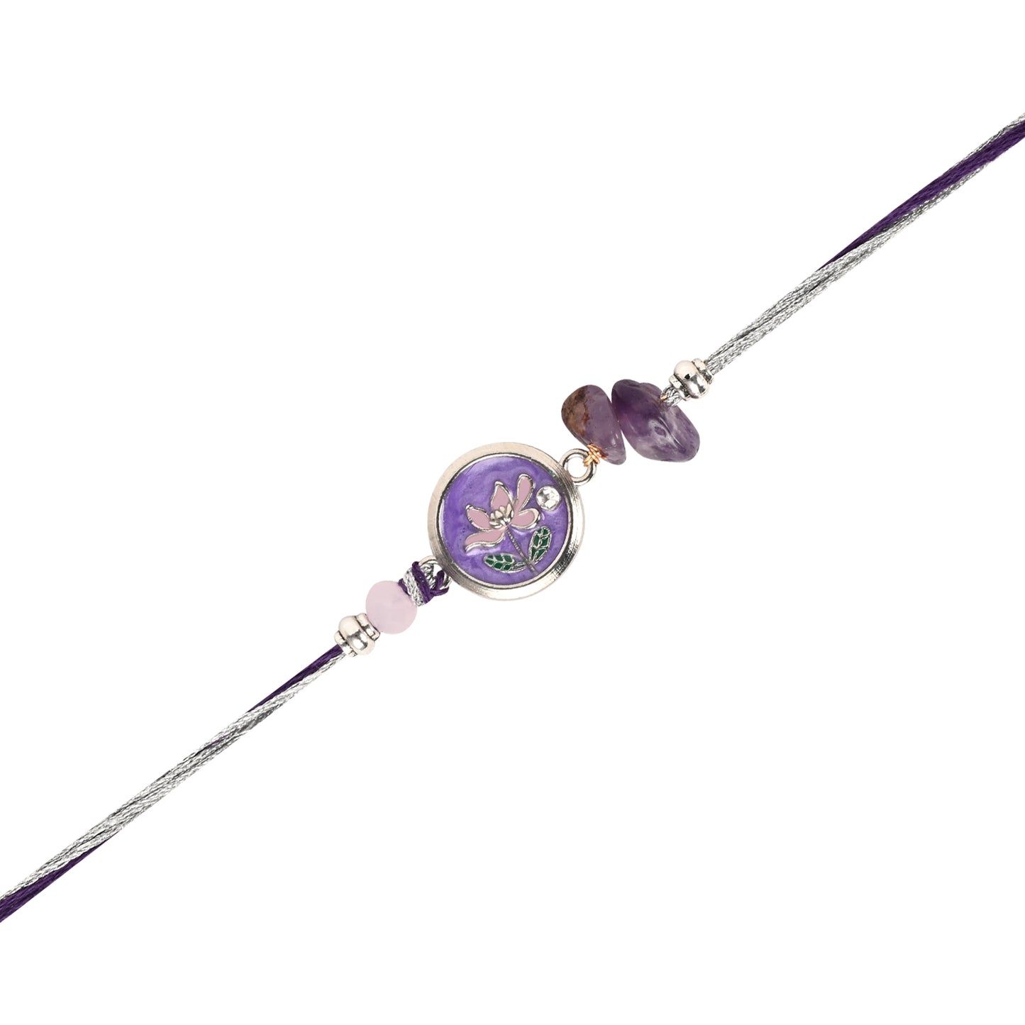 Floral Charm Bracelet Rakhi Set for Bhai Bhabhi