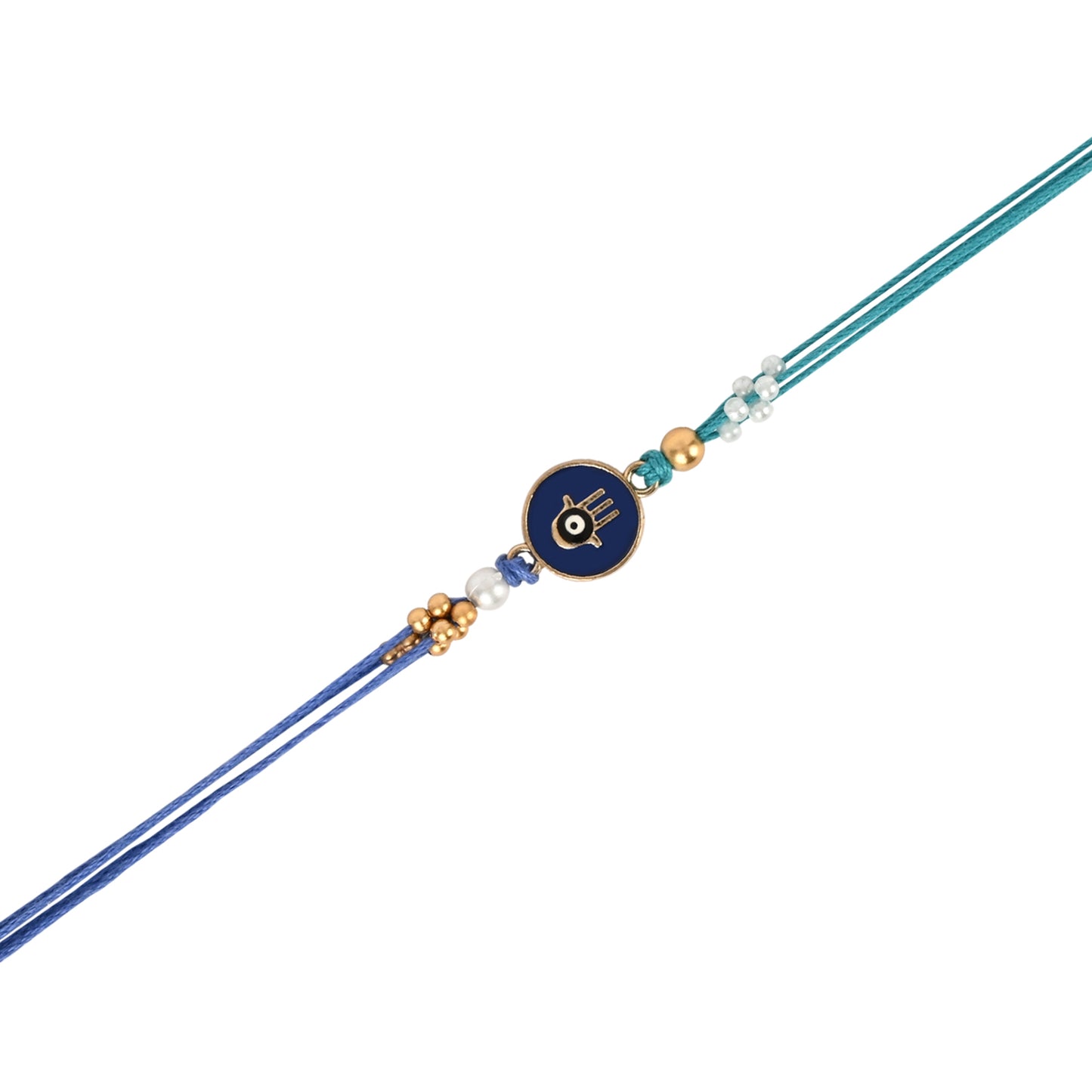 Hamsa Evil Eye Bracelet Rakhi Set for Bhai Bhabhi