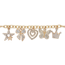 Load image into Gallery viewer, Diamond Studded Multicharm Chain Bracelet