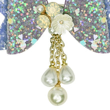 Load image into Gallery viewer, Floral Charm Glitter Bow Tassel Hair Clip