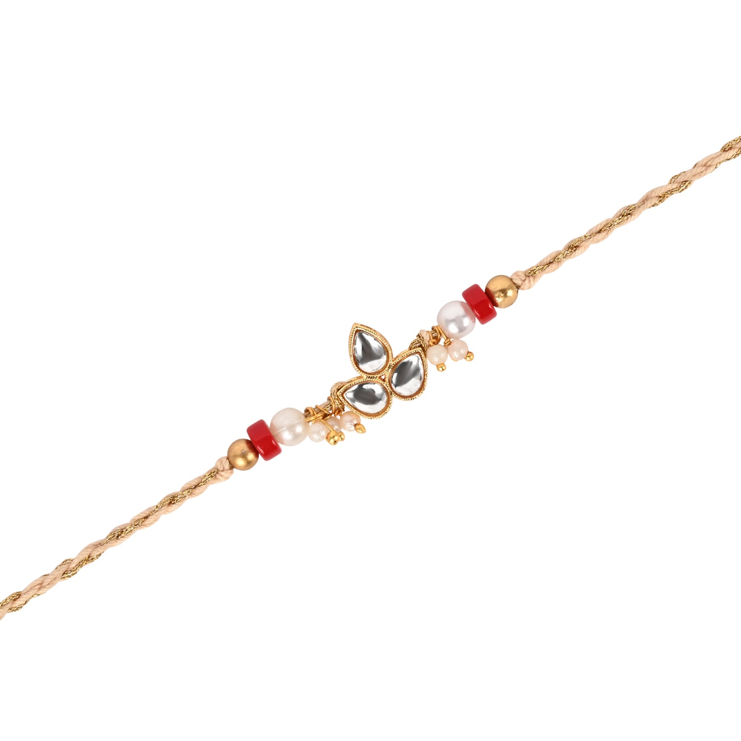 Kundan Chandbali Bracelet Rakhi Set for Bhai Bhabhi