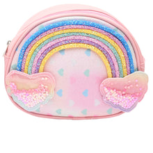 Load image into Gallery viewer, Rainbow Hearts Glitter Sequin Sling Bag - Light Pink