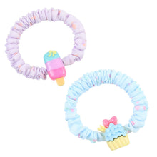 Load image into Gallery viewer, Ice-Cream Cake Charms Set of 2 Fabric Hair Ties