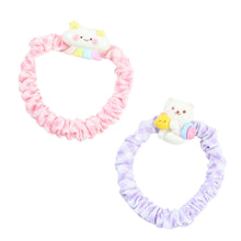 Load image into Gallery viewer, Teddy Bear Charms Set of 2 Fabric Hair Ties