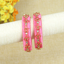 Load image into Gallery viewer, Silk Thread Petal Kundan Stone Bangles - Set of 2