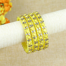 Load image into Gallery viewer, Silk Thread Square Kundan Stone Bangles - Set of 4