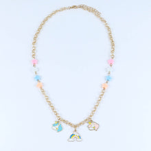 Load image into Gallery viewer, Unicorn Rainbow Charms Necklace & Bracelet Set - Pink Blue