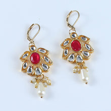 Load image into Gallery viewer, Floral Kundan Stone Jewellery Set for Girls Red
