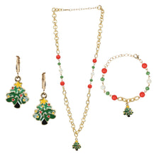Load image into Gallery viewer, Christmas Tree Charm Jewellery Set Green::Red