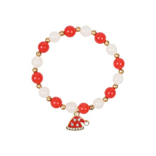 Load image into Gallery viewer, Christmas Cap Charm Beaded Bracelet Red::White