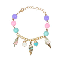Load image into Gallery viewer, Ice-Cream Multi-Charms Bracelet - Pink & Purple