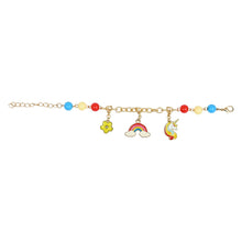 Load image into Gallery viewer, Unicorn Rainbow Hanging Multi-Charms Chain Bracelet - Red & Yellow