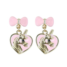 Load image into Gallery viewer, Unicorn Heart Charms Earrings - Pink