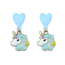 Load image into Gallery viewer, Unicorn Charms Drop Earrings - Blue