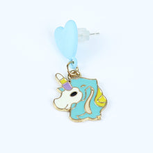 Load image into Gallery viewer, Unicorn Charms Drop Earrings - Blue