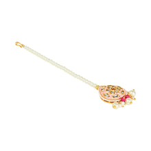 Load image into Gallery viewer, Kundan Studded Meenakari Stone Maang Tikka