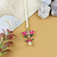 Load image into Gallery viewer, Meenakari Lotus Kundan Stone Maang Tikka