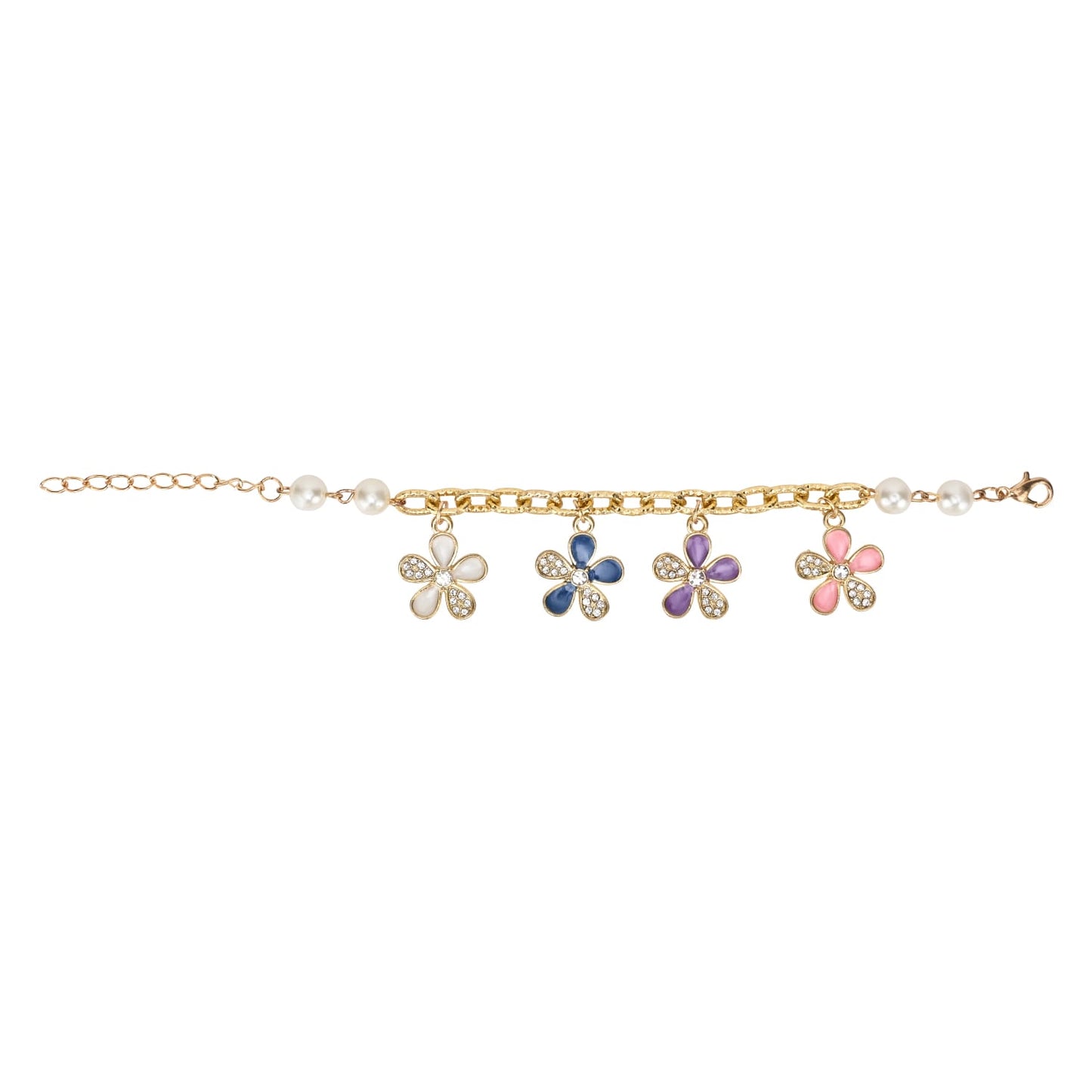 Multi Floral Charms Chain Bracelet