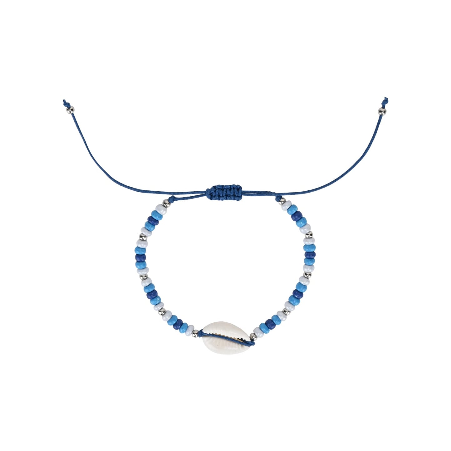 Beaded Beach Shell Adjustable Anklet - Set of 2