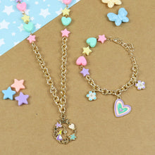 Load image into Gallery viewer, Floral Heart Charm Necklace & Bracelet Jewellery Set