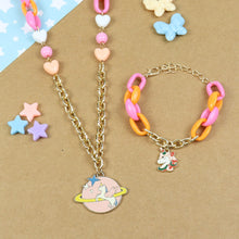 Load image into Gallery viewer, Unicorn Galaxy Charm Necklace & Bracelet Jewellery Set