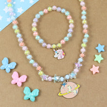 Load image into Gallery viewer, Unicorn Galaxy Charm Necklace & Bracelet Jewellery Set
