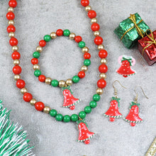 Load image into Gallery viewer, Christmas Bell Necklace Bracelet Earrings Finger Ring Jewellery Set