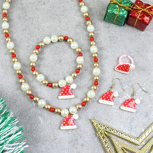 Load image into Gallery viewer, Christmas Cap Necklace Bracelet Earrings Finger Ring Jewellery Set