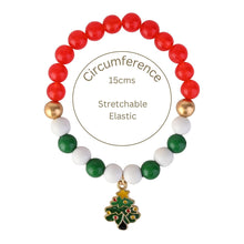 Load image into Gallery viewer, Christmas Tree Charm Beaded Bracelet