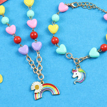 Load image into Gallery viewer, Unicorn Rainbow Charm Necklace & Bracelet Jewellery Set