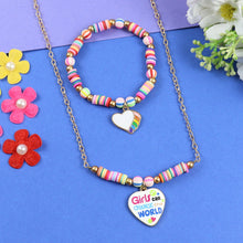 Load image into Gallery viewer, Heart Charm Necklace Bracelet Set